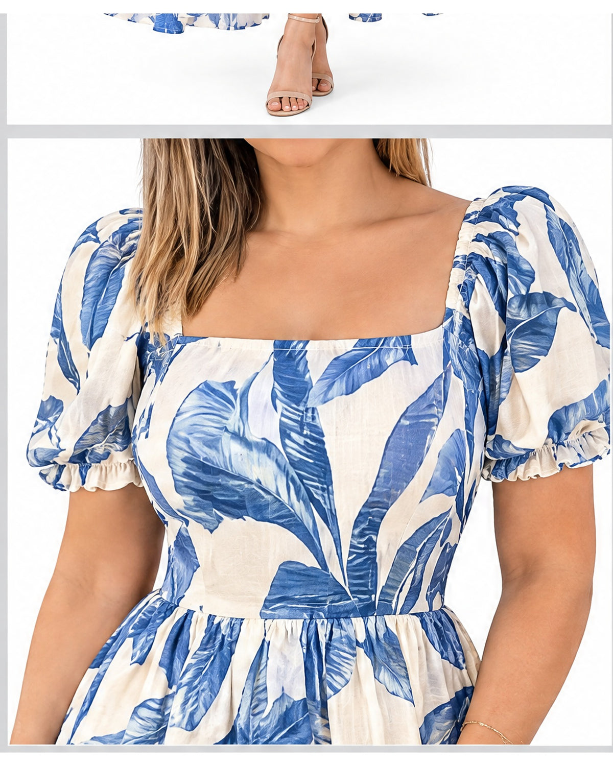 Vestido largo estampado de hojas
