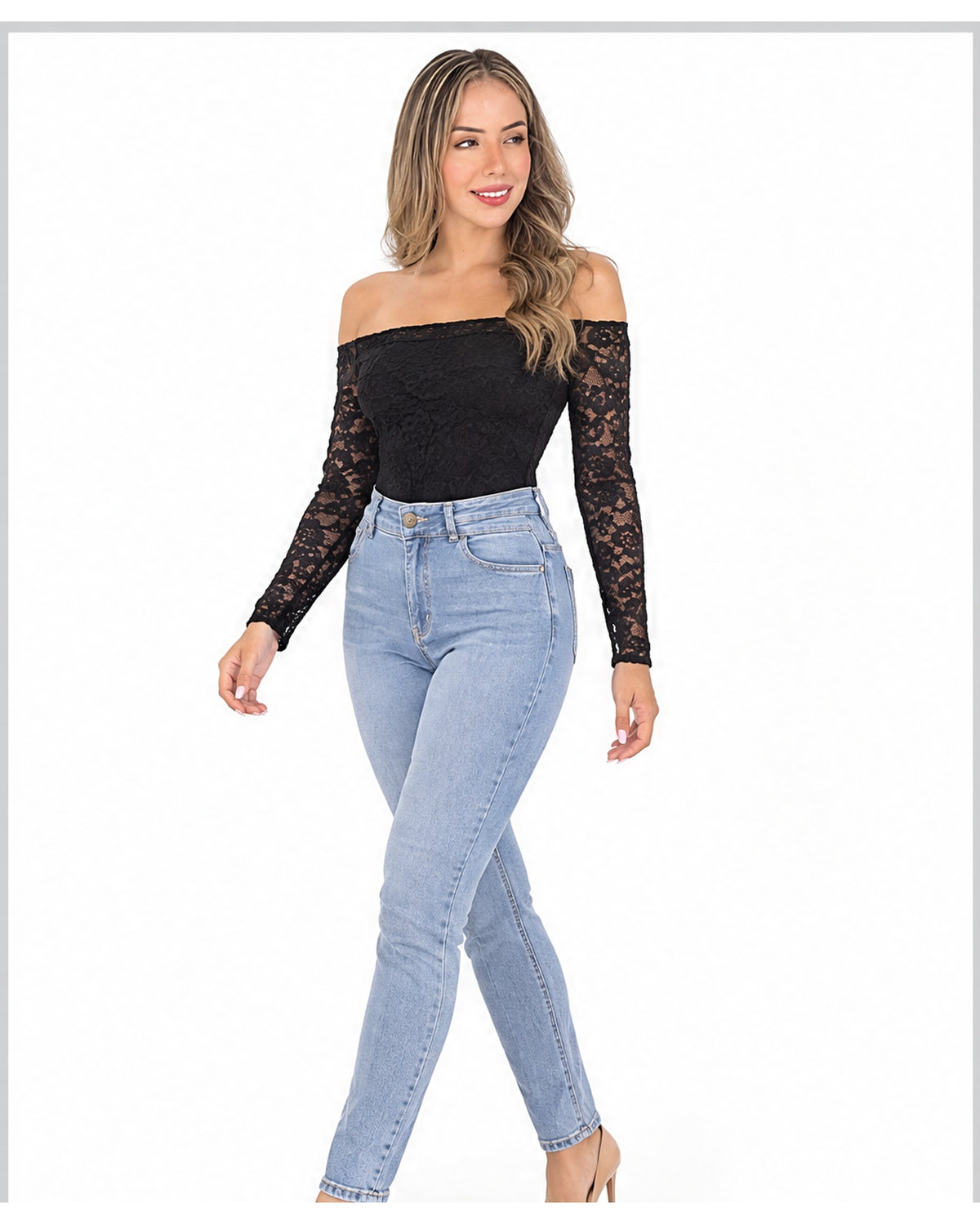 Body de encaje off-shoulder