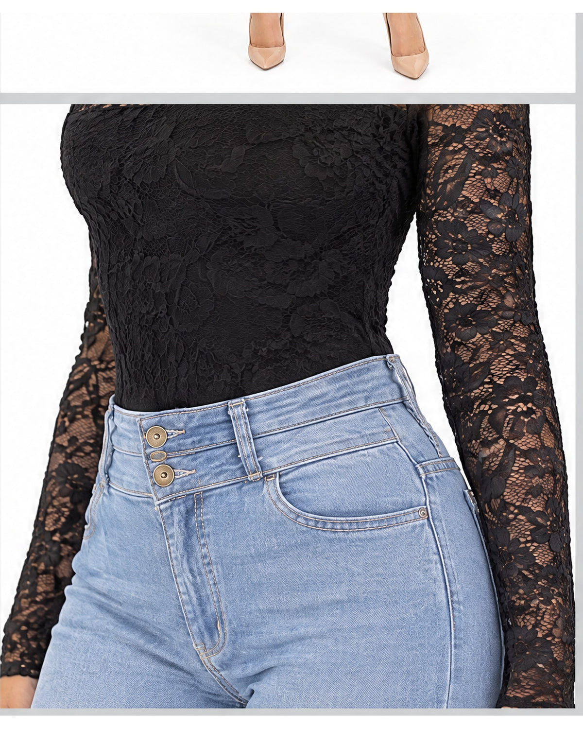 Body de encaje off-shoulder