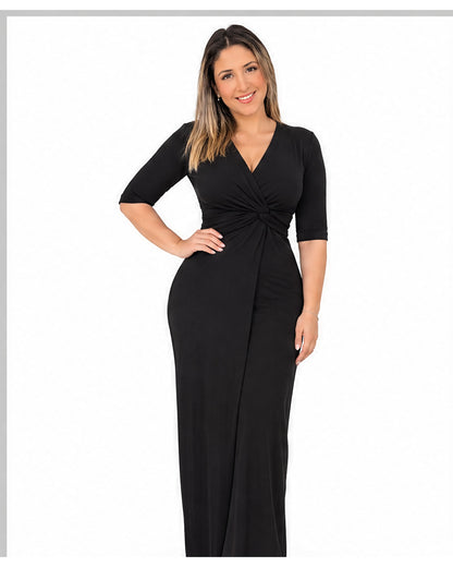 Vestido largo con nudo frontal