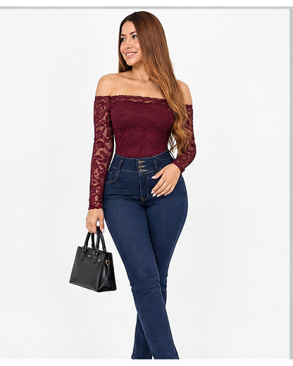 Body de encaje off-shoulder