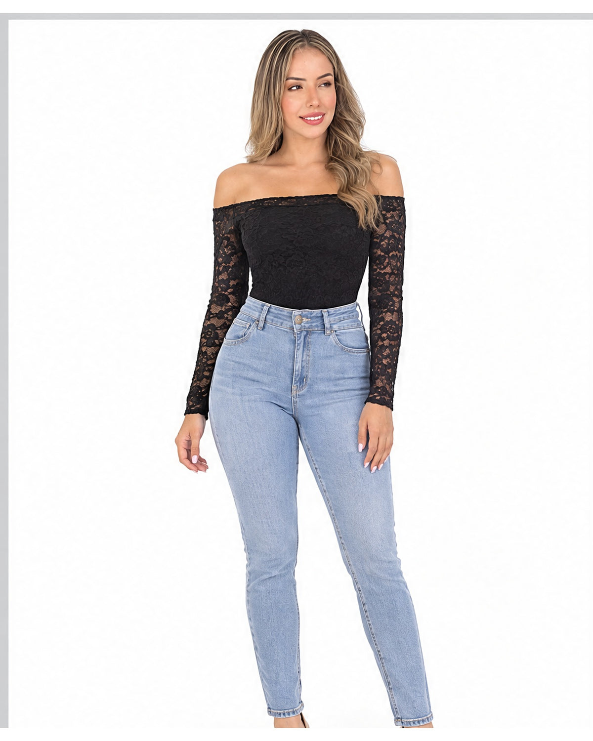 Body de encaje off-shoulder