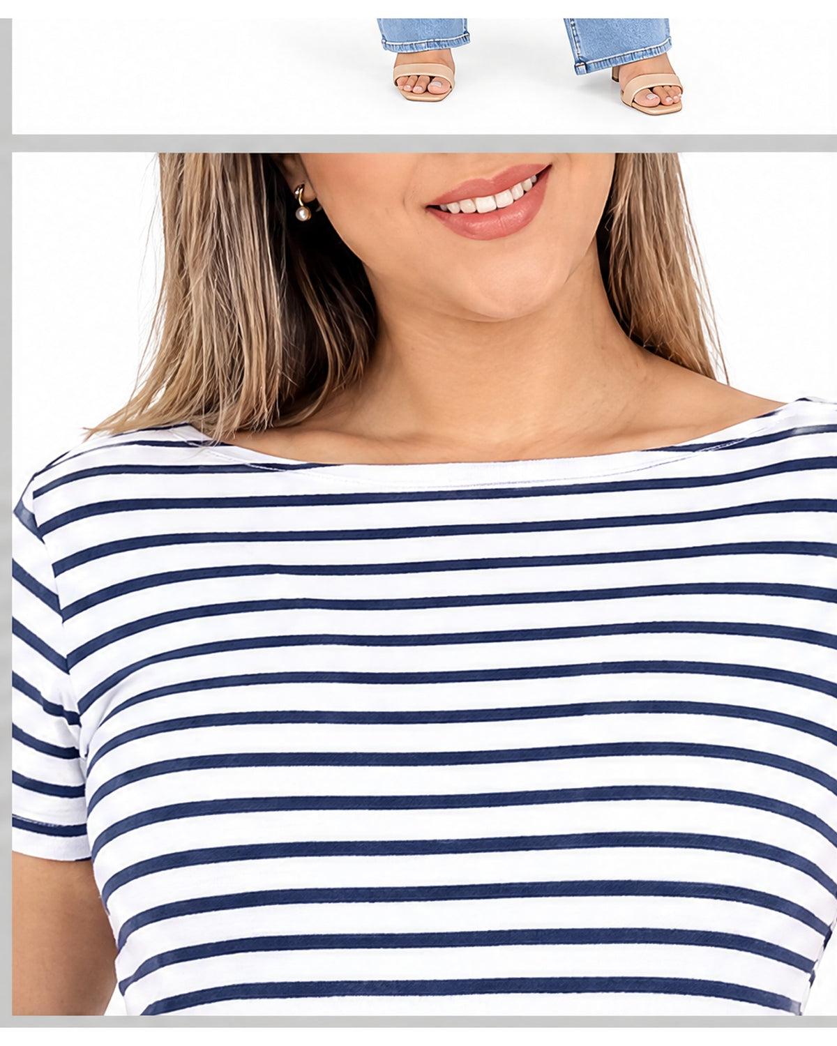 Blusa de rayas cuello barco