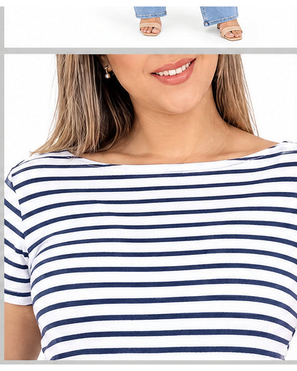 Blusa de rayas cuello barco