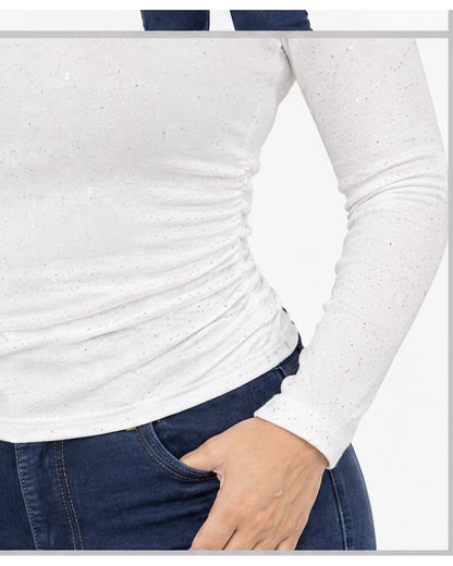 Blusa escote barco con brillos