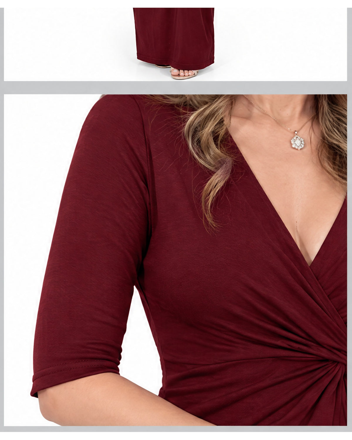 Vestido largo con nudo frontal