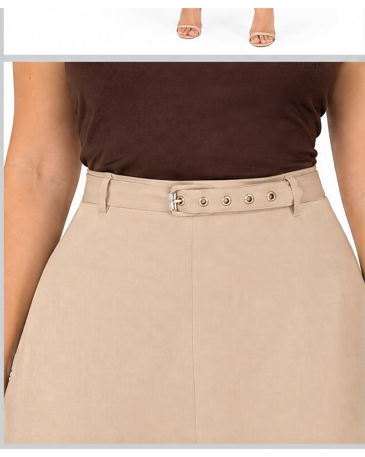 Falda midi con cinturón