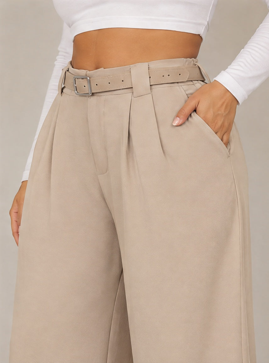 WT-2992 Palazzo con cinturón Beige 08 - cómo estiliza