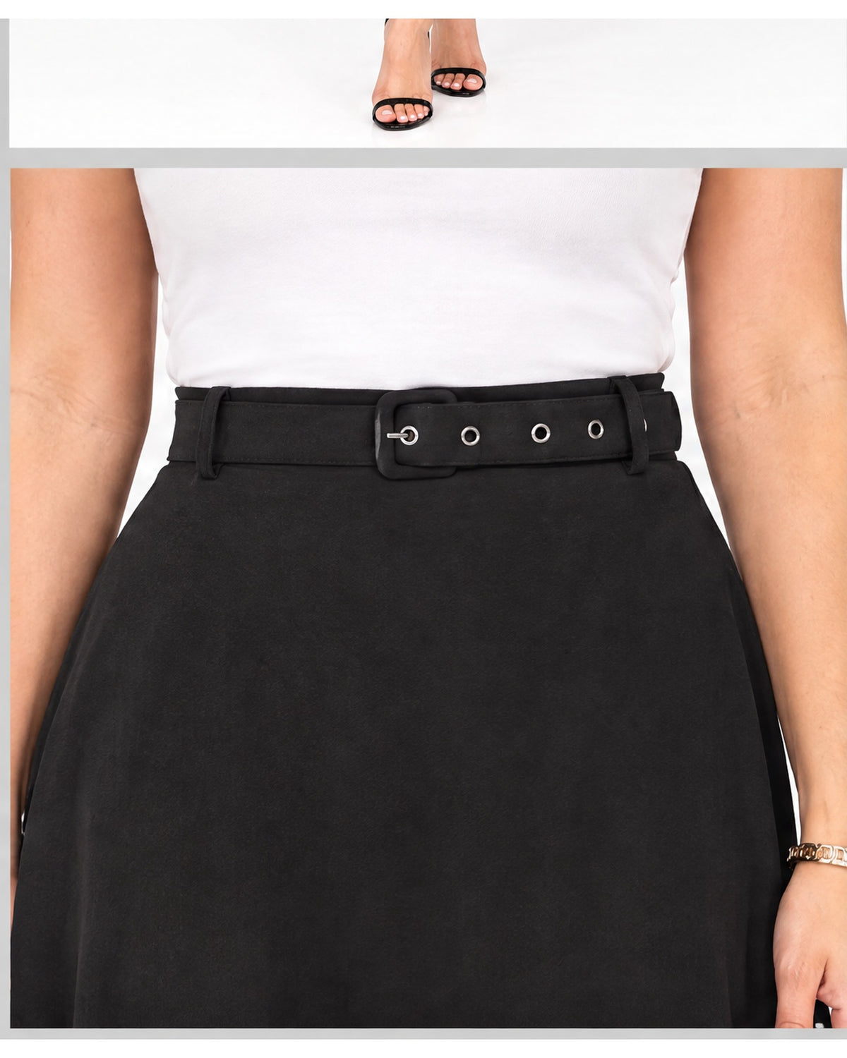 Falda midi con cinturón