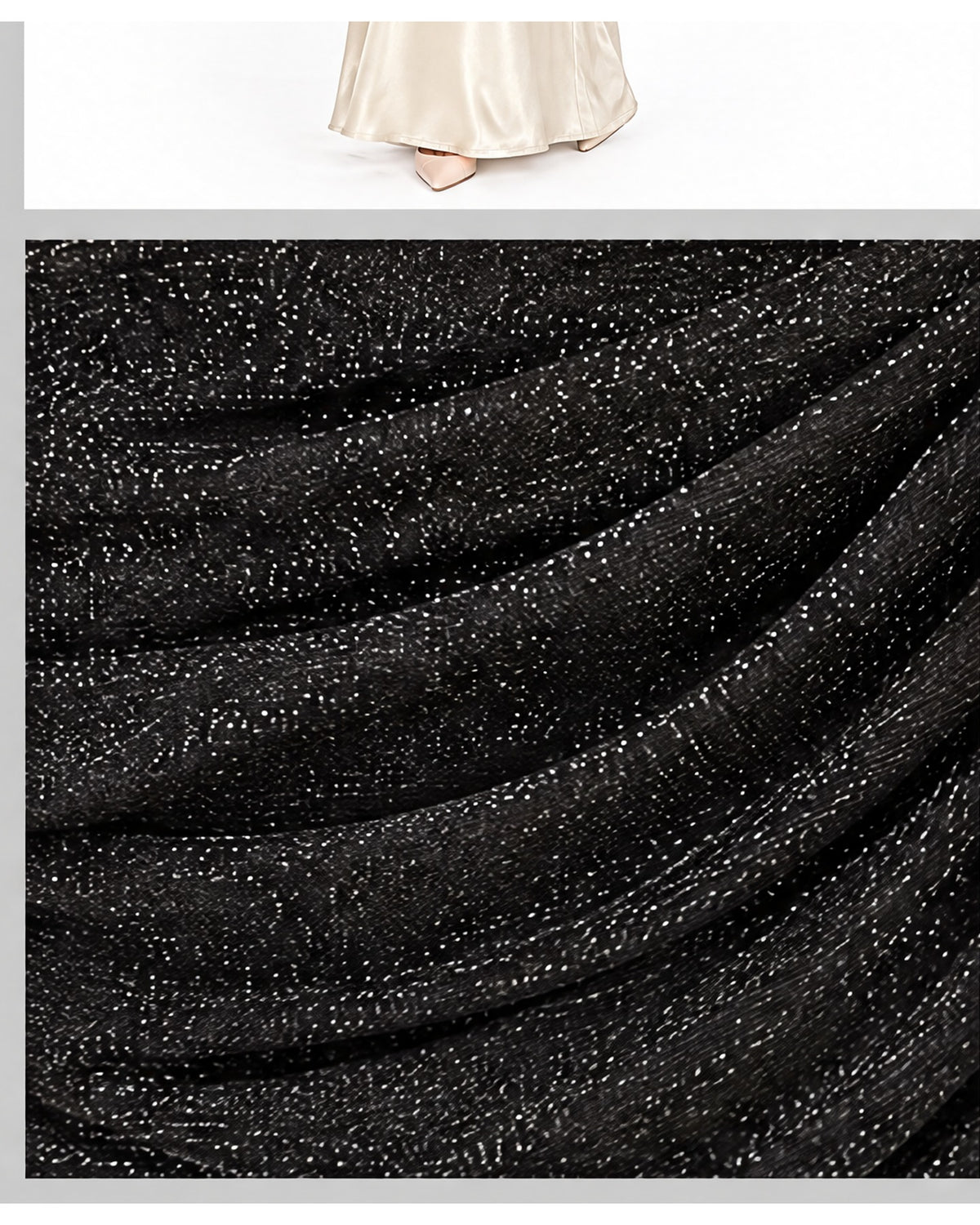 Blusa off-shoulder de brillo con broche