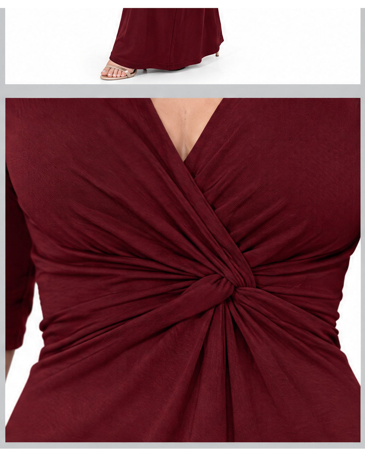 Vestido largo con nudo frontal