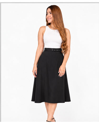 Falda midi con cinturón
