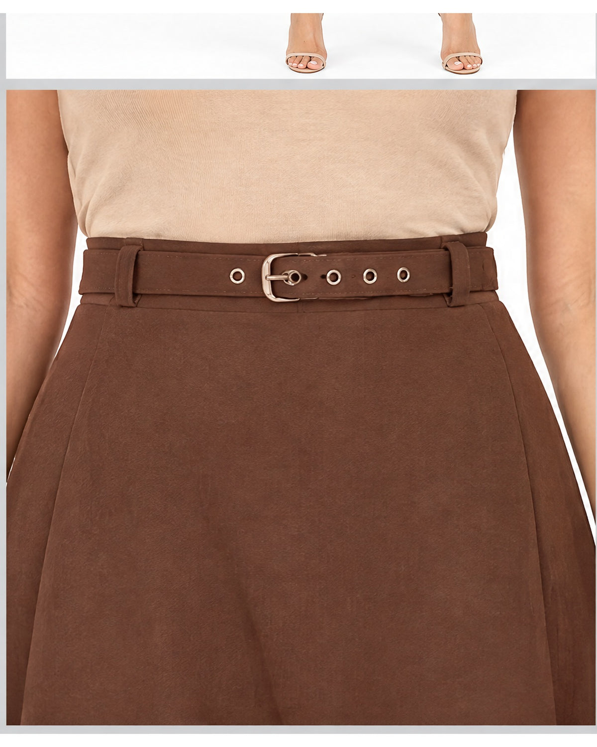 Falda midi con cinturón