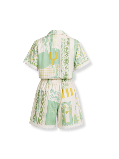 OMG-NB-034W Conjunto camisa short Verde 4