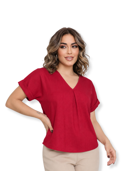 K-110 Blusa cuello V Rojo 1