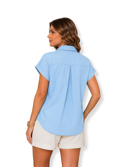 523-L24-140 Blusa denim oversize Azul claro 2