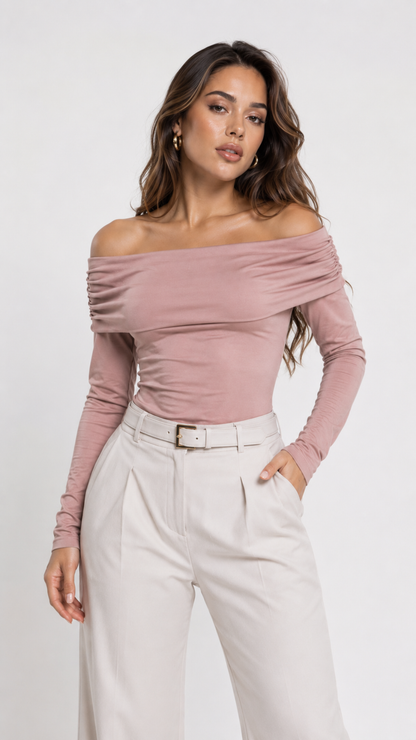 CT1447-5 Off-shoulder Camel 1