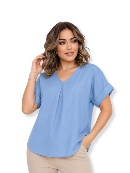 K-110 Blusa cuello V Celeste 1