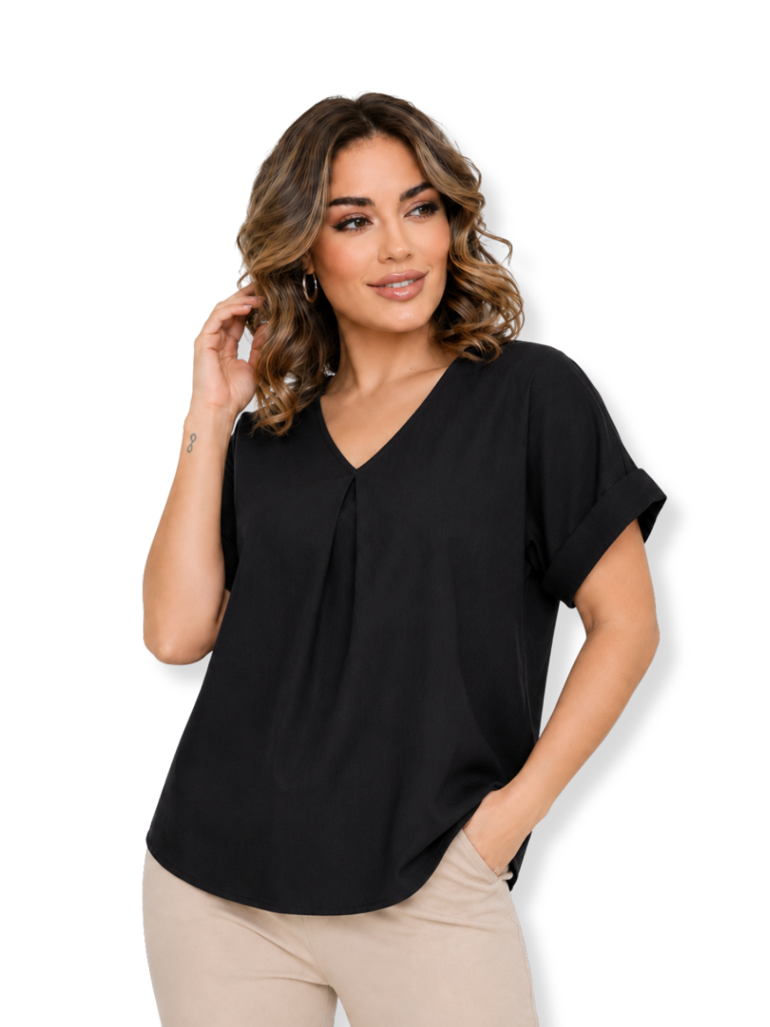 K-110 Blusa cuello V Negro 1