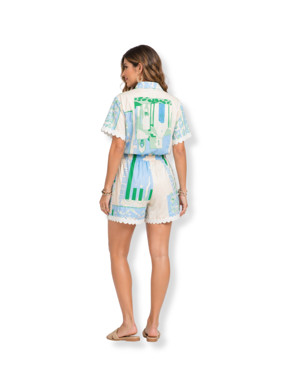 OMG-NB-034W Conjunto camisa short Celeste 2