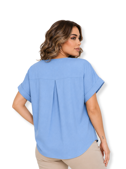 K-110 Blusa cuello V Celeste 2
