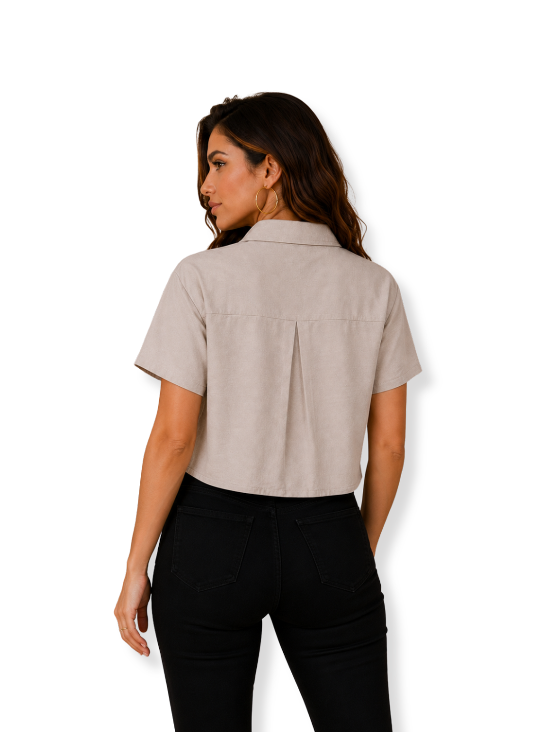 GA8239 Camisa crop Beige 2