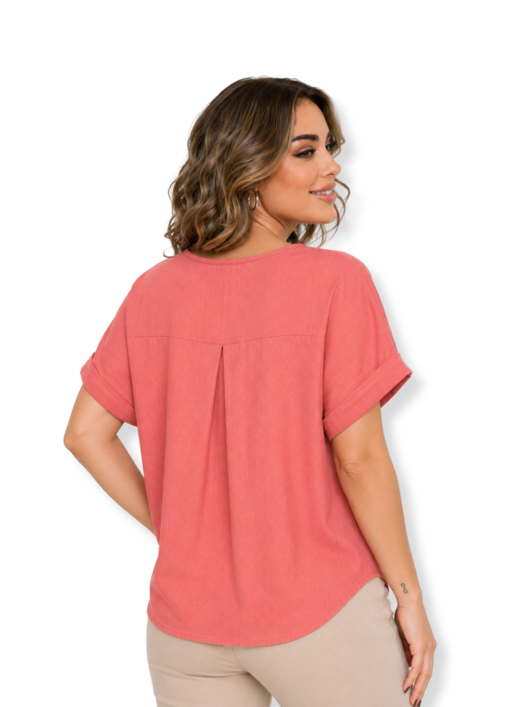 K-110 Blusa cuello V Durazno 2