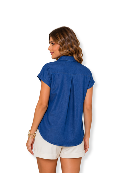 523-L24-140 Blusa denim oversize Azul oscuro 2
