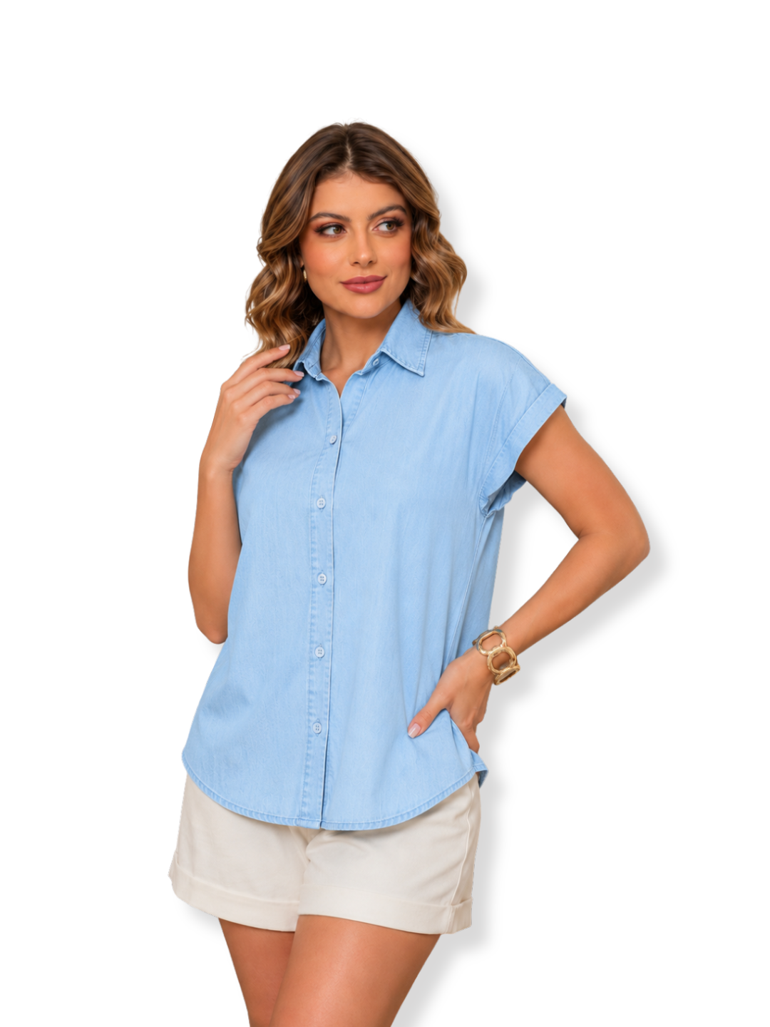 523-L24-140 Blusa denim oversize Azul claro 1