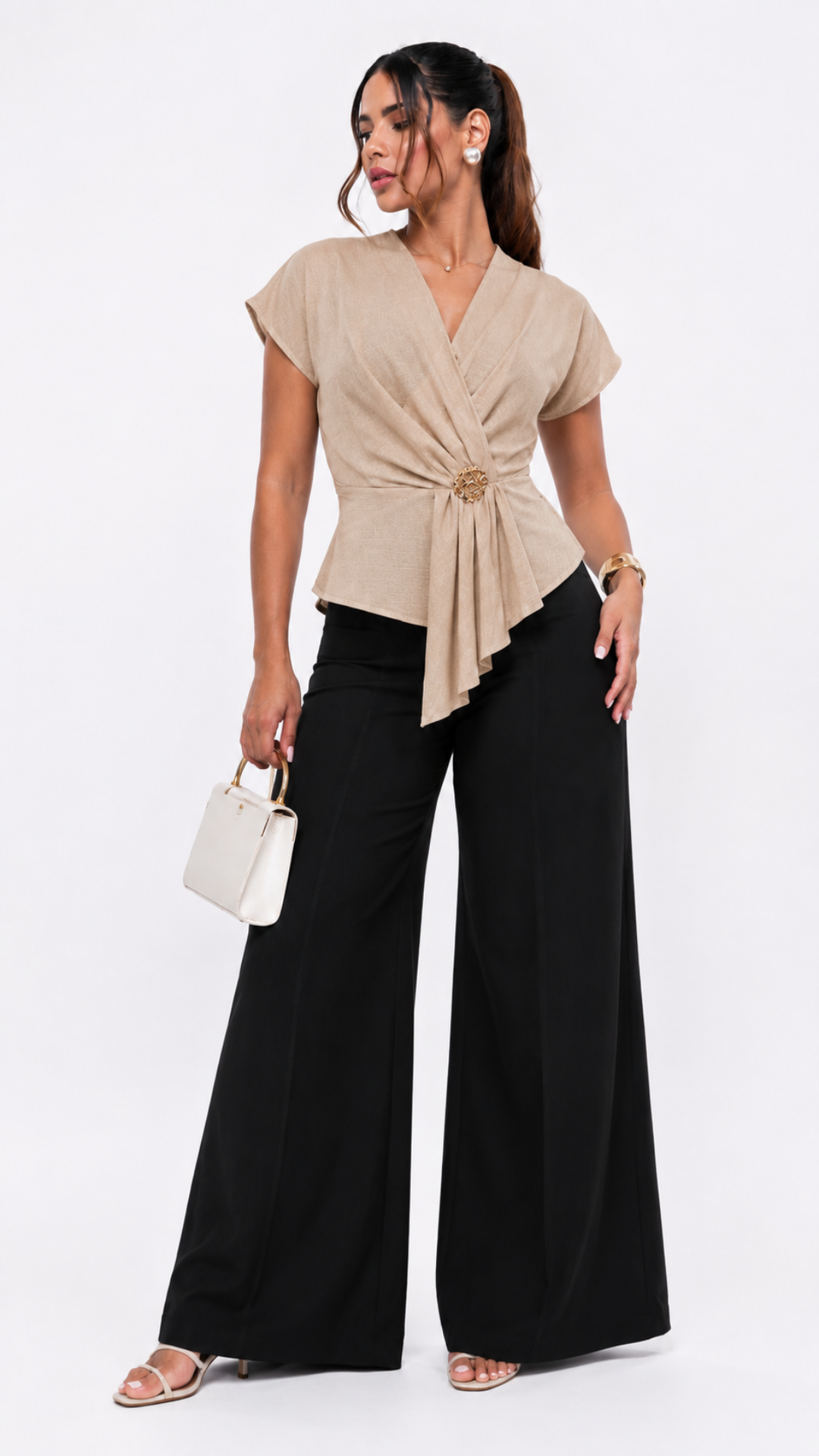 JJ-6573 Peplum cruzada Camel (beige) 3