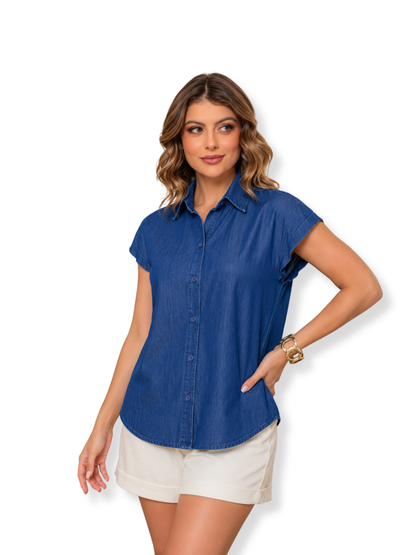 523-L24-140 Blusa denim oversize Azul oscuro 1