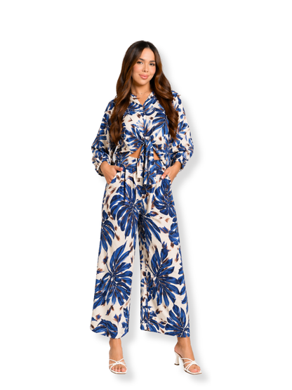 LR136W Conjunto crop pantalon Azul 1