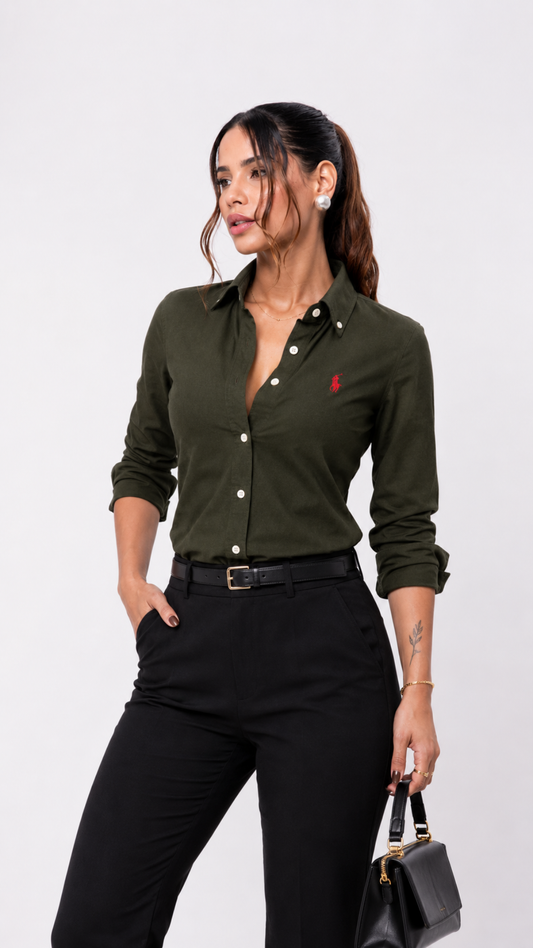 CP-19-113463L Manga larga entallada Verde militar 1