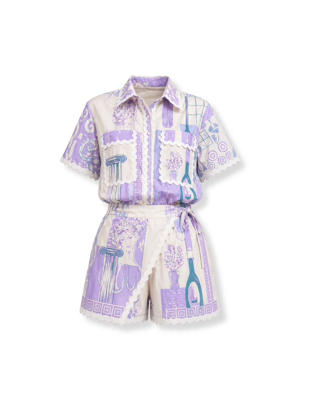 OMG-NB-034W Conjunto camisa short Morado 3