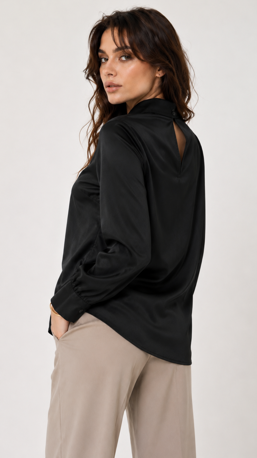 B41933 Manga larga con broche Negro 2