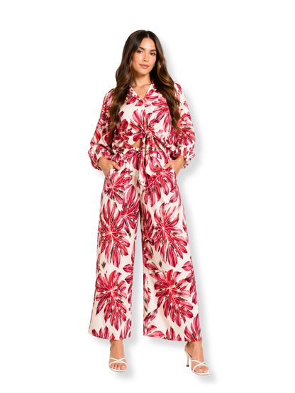 LR136W Conjunto crop pantalon Rojo 3
