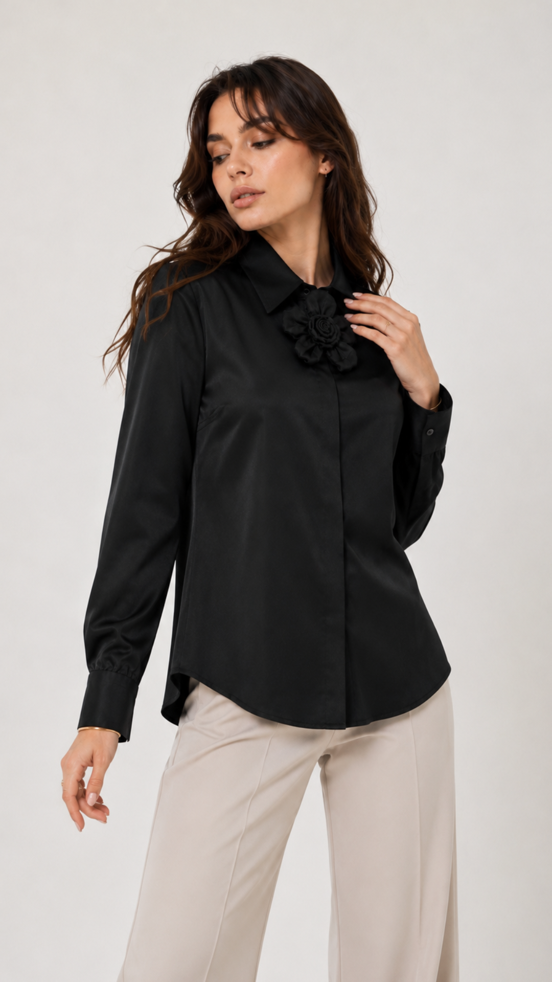 B41933 Manga larga con broche Negro 1
