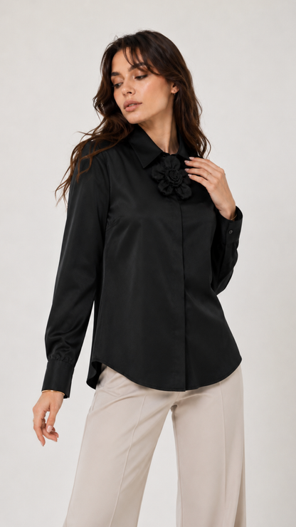 B41933 Manga larga con broche Negro 1