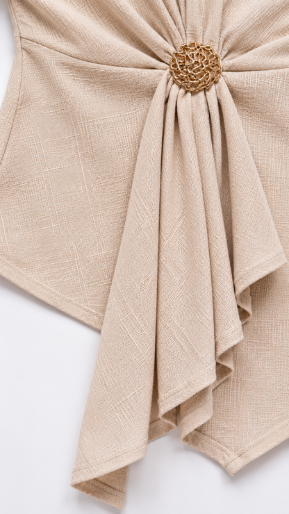 JJ-6573 Peplum cruzada Camel (beige) 5
