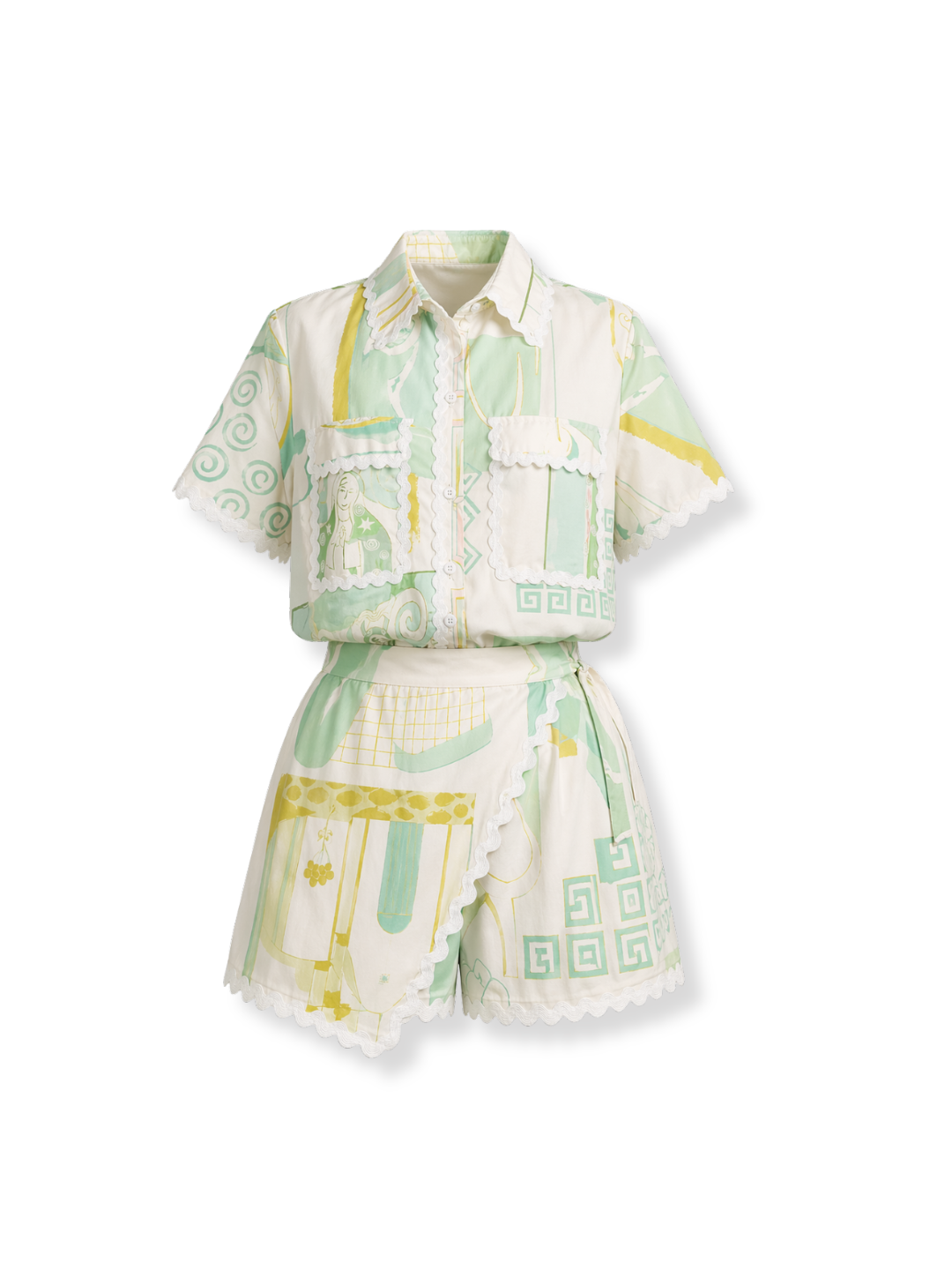 OMG-NB-034W Conjunto camisa short Verde 3