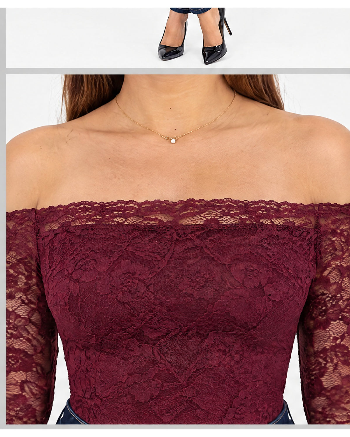 Body de encaje off-shoulder