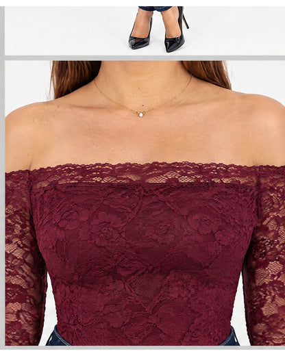 Body de encaje off-shoulder
