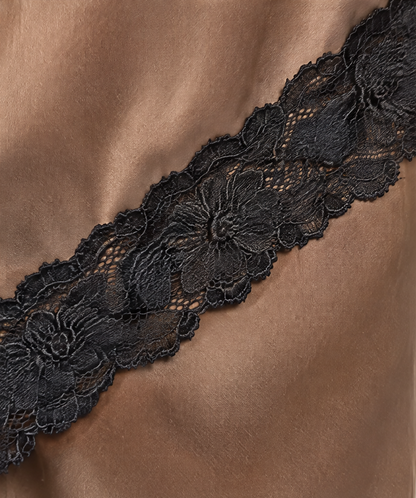 PH4137 Conjunto satinado halter con encaje Camel 07 - encaje