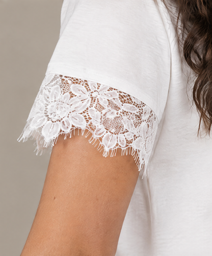 SP1722 Blusa con puños de encaje Blanco 07 - puño de encaje