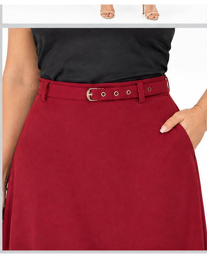 Falda midi con cinturón