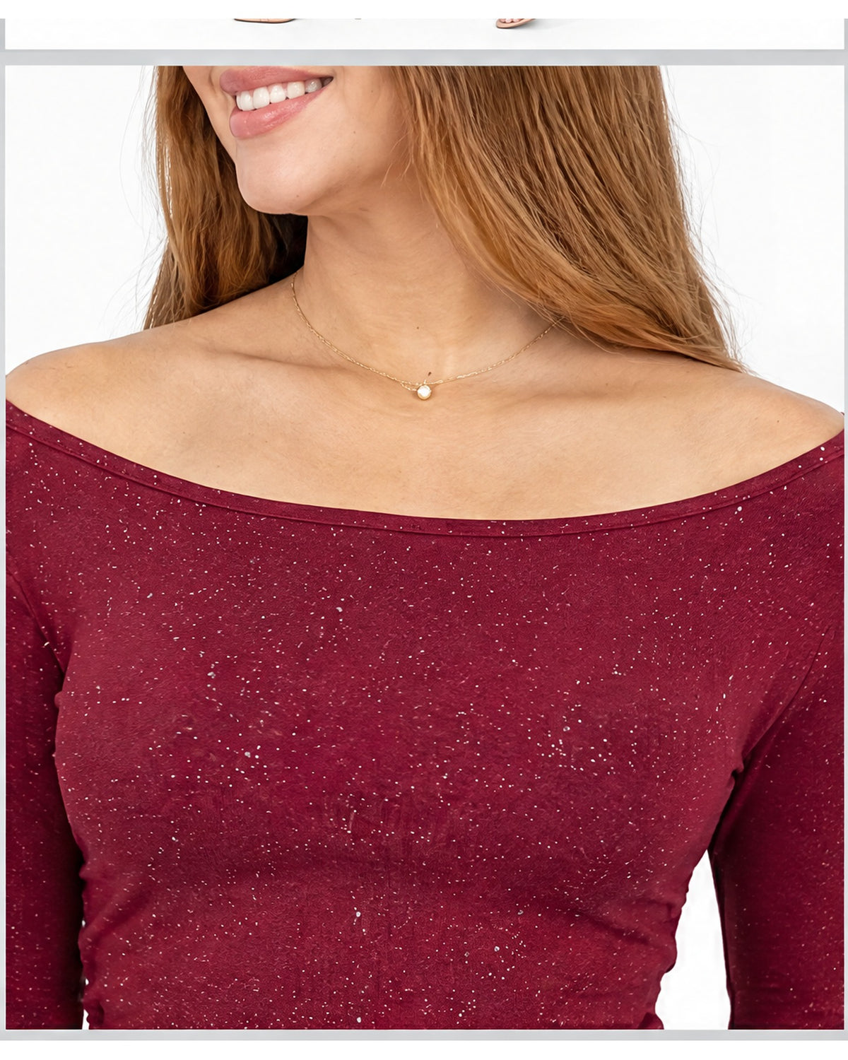 Blusa escote barco con brillos