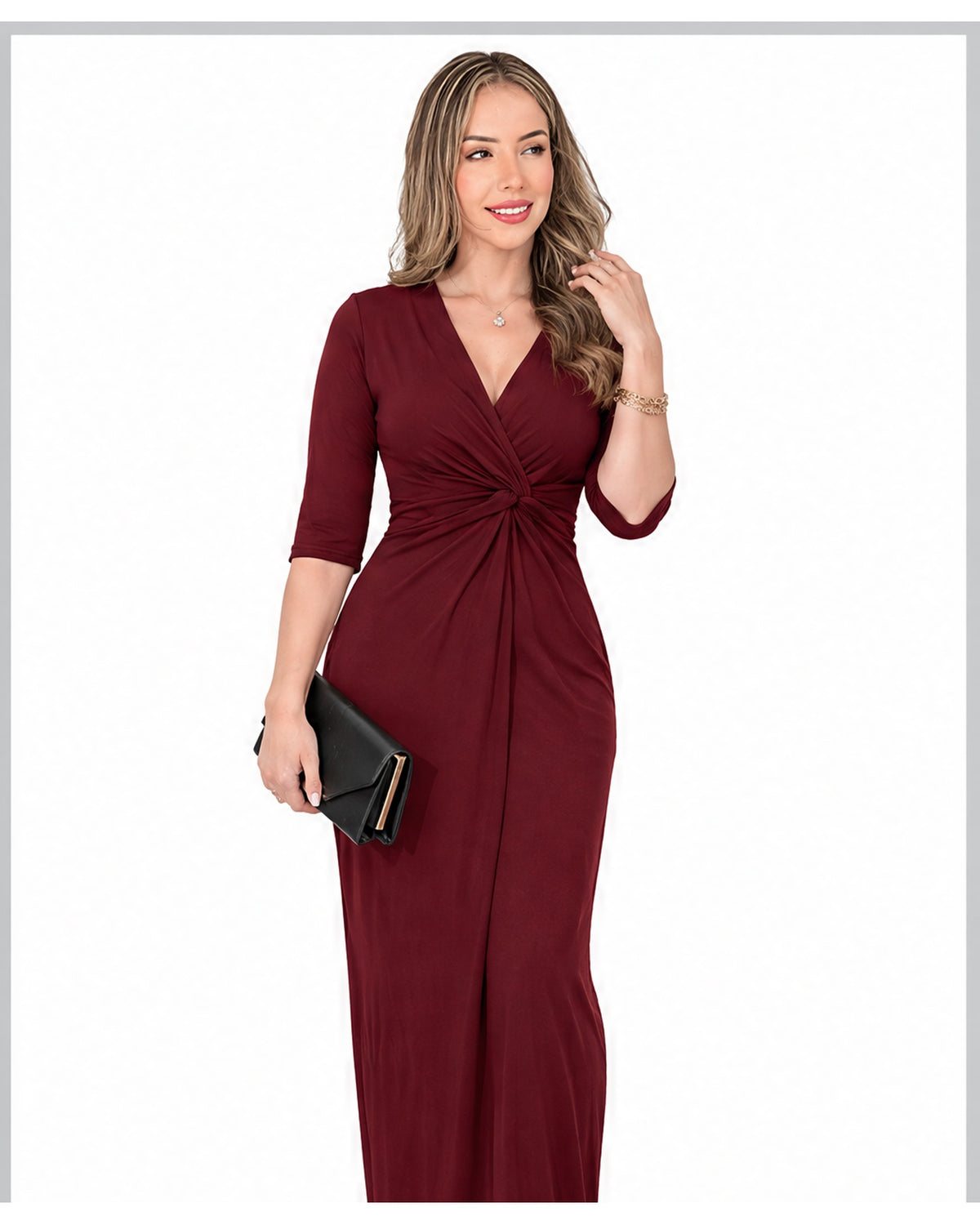 Vestido largo con nudo frontal