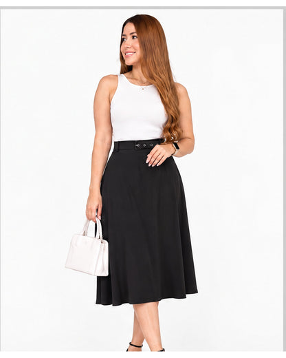 Falda midi con cinturón