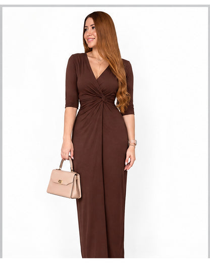 Vestido largo con nudo frontal