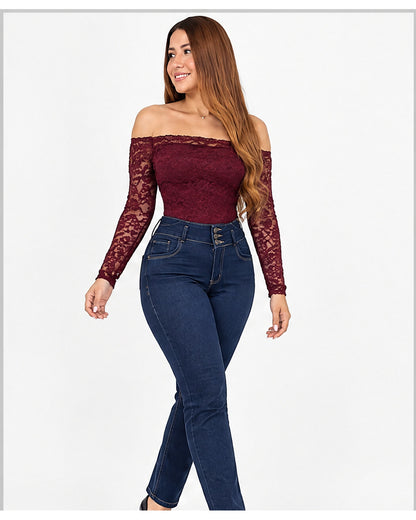 Body de encaje off-shoulder